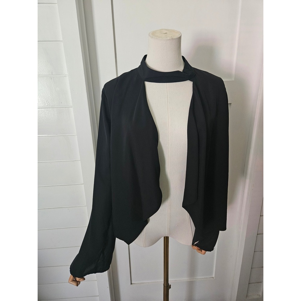 My by Michelle Black Choker-Neck Open-Front Blazer Y2K Women's XL